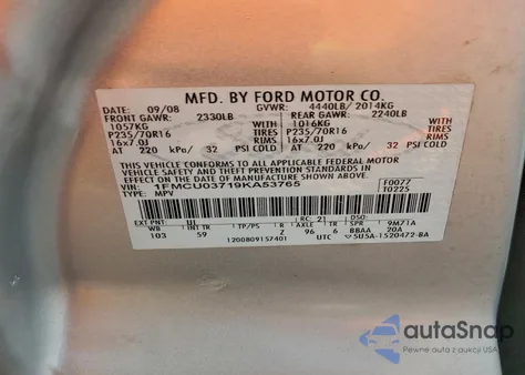 2009 Ford Escape Xlt z USA, uszkodzony, nr VIN 1FMCU03719KA53765